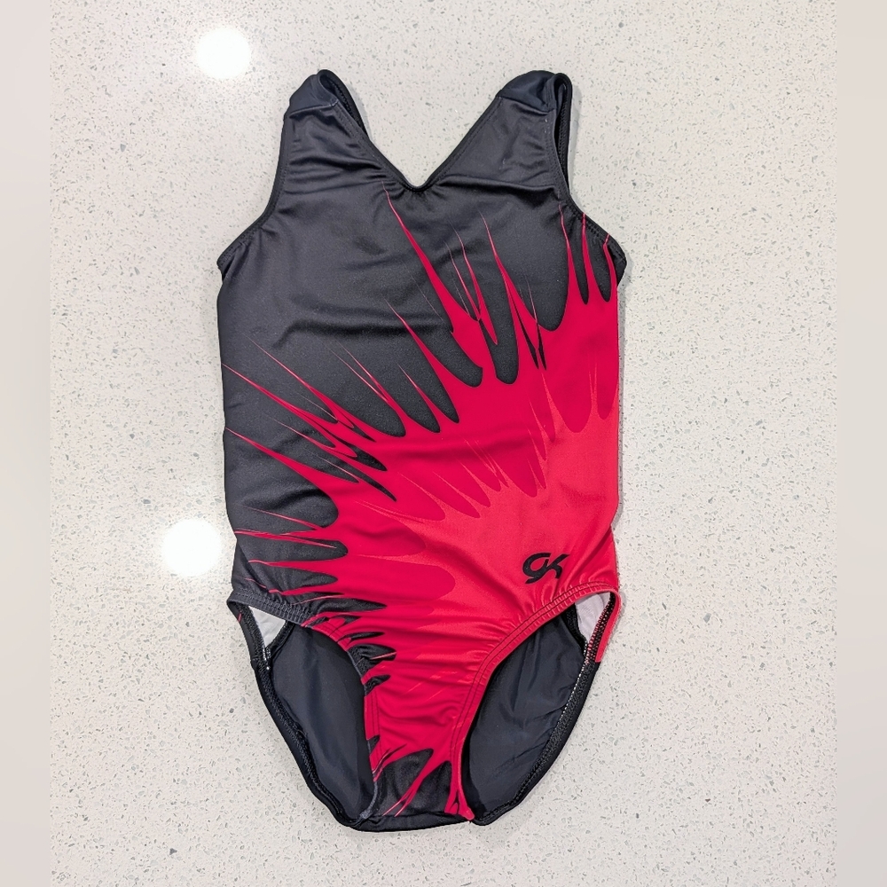 GK ELITE Gymnastics Dance Leotard child Medium Starburst UltraSoft FIREWORKS RED